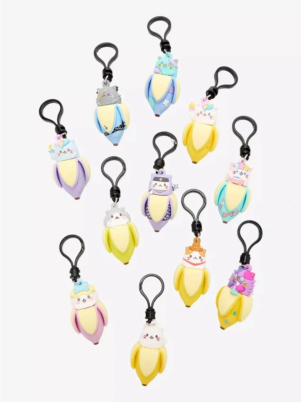 Hot Topic Bananya Figural Bag Clip – Yellow, Purple, Blue